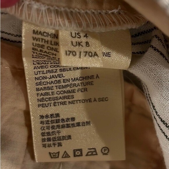 By Anthropologie linen blend green and green striped 4” shorts size 4 - Picture 5 of 7